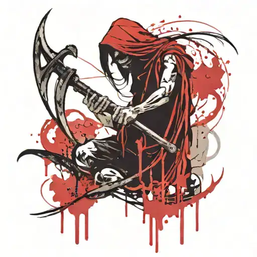 Tarotcard Death Holding Scythe With Death Valley Background