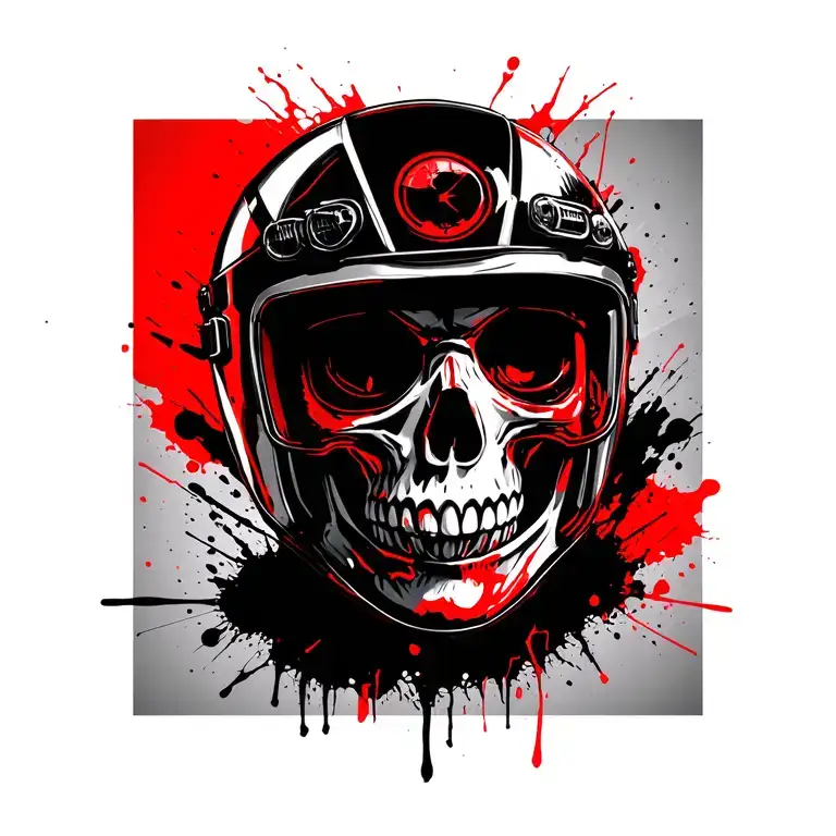Skull With Helmet And Motorcycle Gear Indicator