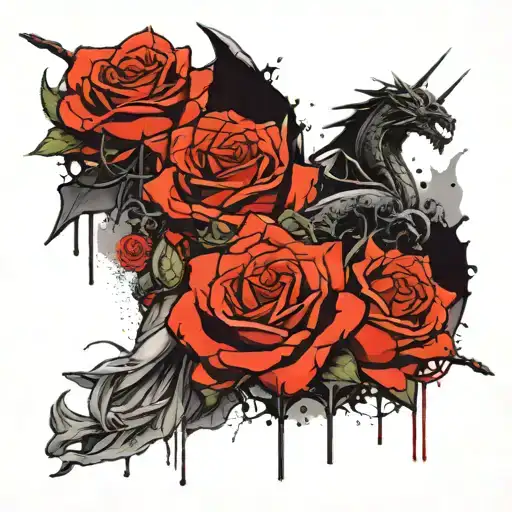 Lady Justice Roses And The Dragon Eating Moon