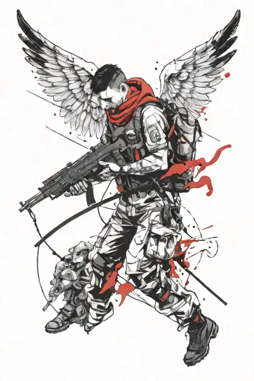 A Sapper With An Angel And Death On His Shoulders