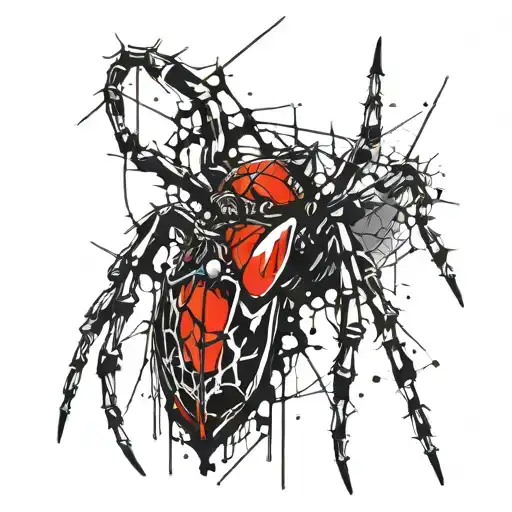 Spider Hanging Upside Down From Ear Webbing The Number 5