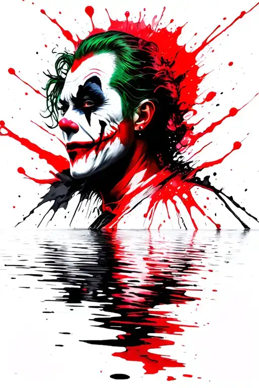 Joker With A Bifurcation Of A Person With A 13 Sakura On The Water