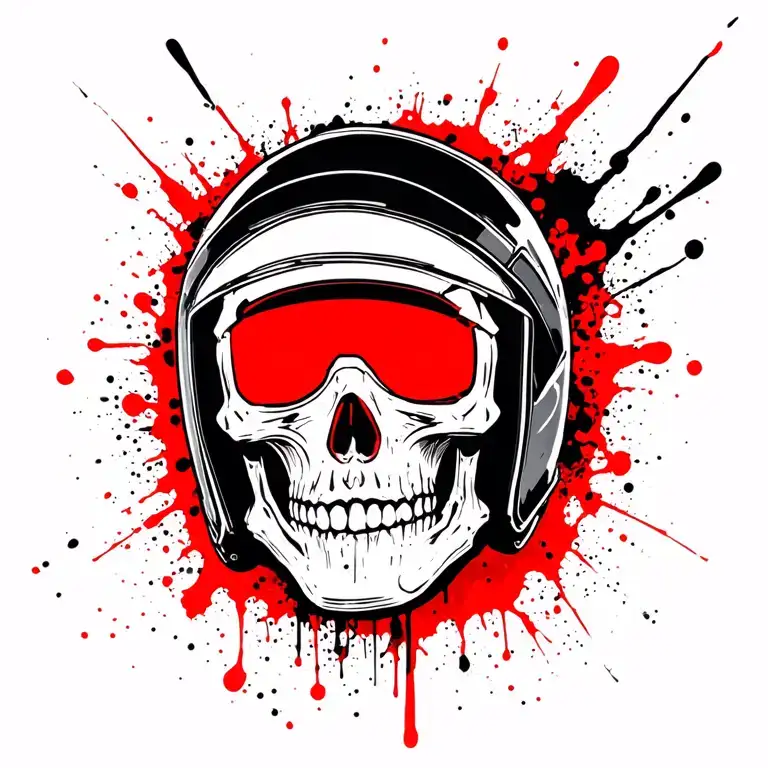 Dead Head With A Helmet And Motorcycle Gear Indicator