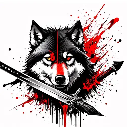 A Wolf With One Eye Holding A Sword By The Handling