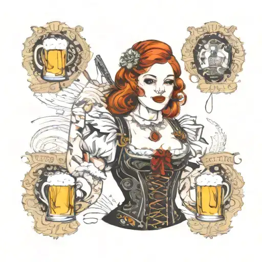 German Beer Redhead Maiden Dirndl Oktoberfest