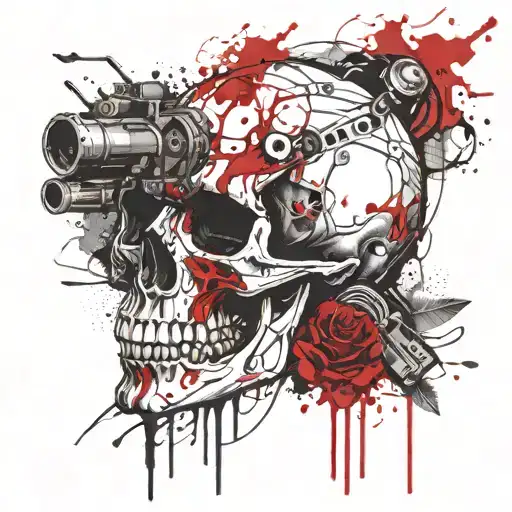 Skull Pistols With Smoke Rising