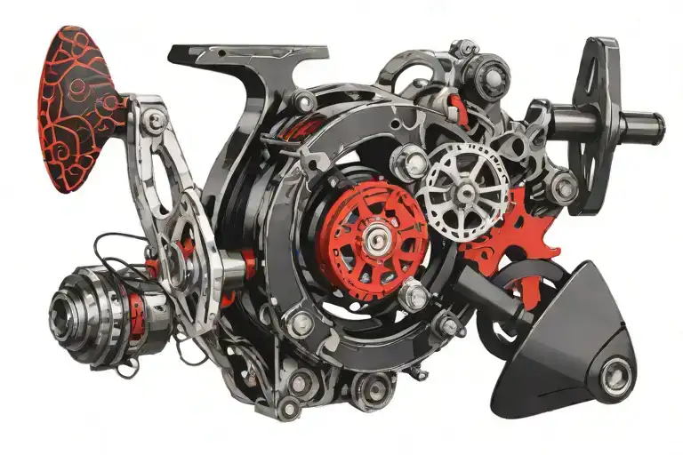 Mechanical Fishing Reel Intertwined With Vines