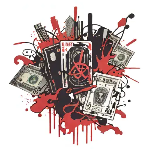 J With Money Around It In Red Blood Dripping