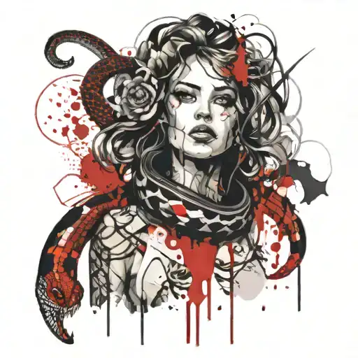 Female With Snake Wrapped Round