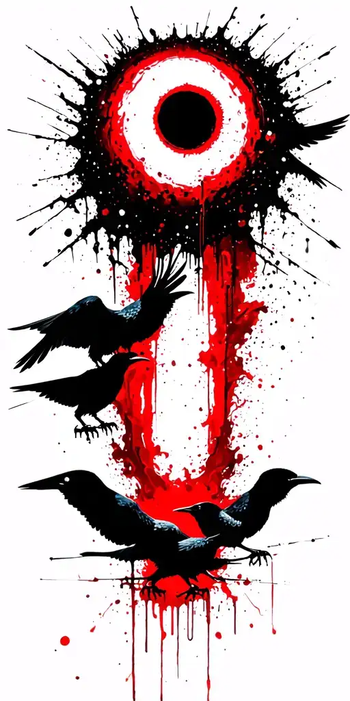 Black Hole And Darkness From It Prevailing Into Crows