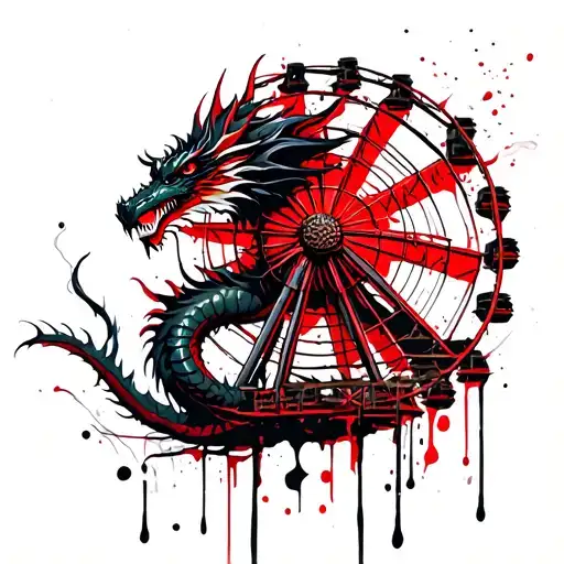 A Dragon Wrapped Around A Ferris Wheel