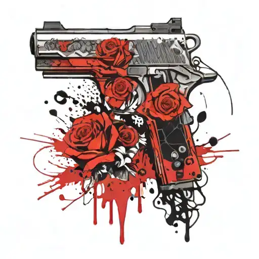 1911 Pistol With Rose
