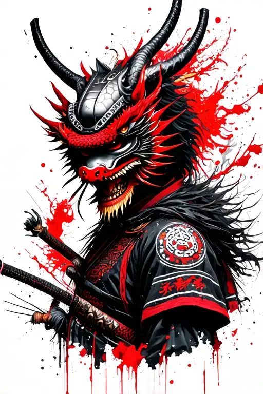 Samurai With A Dragon Mask