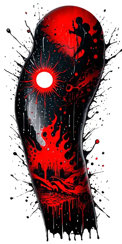 Sun With Rain Falling Off Of The Bottom