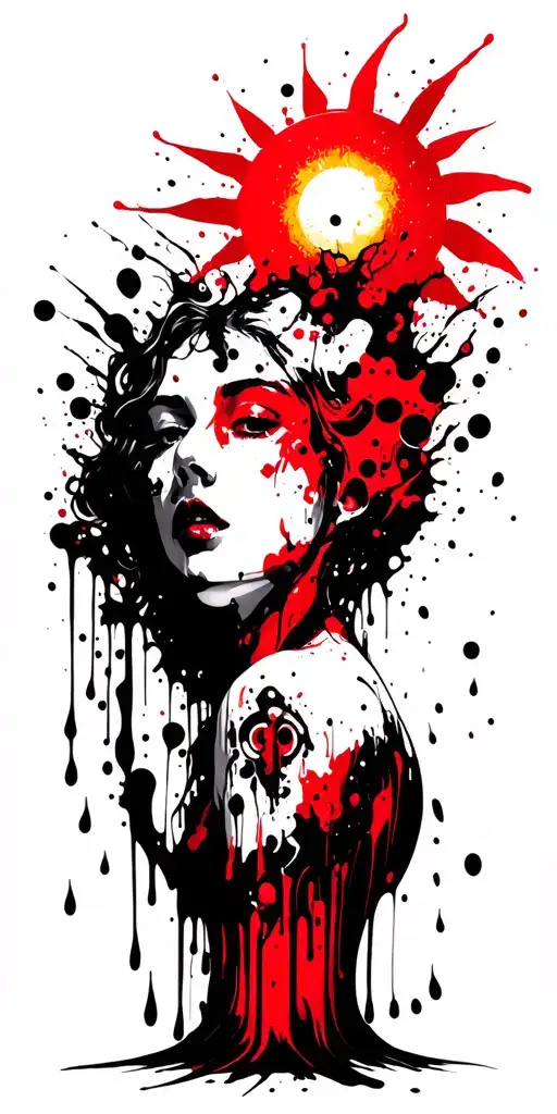 Sun With Rain Falling Off Of The Bottom