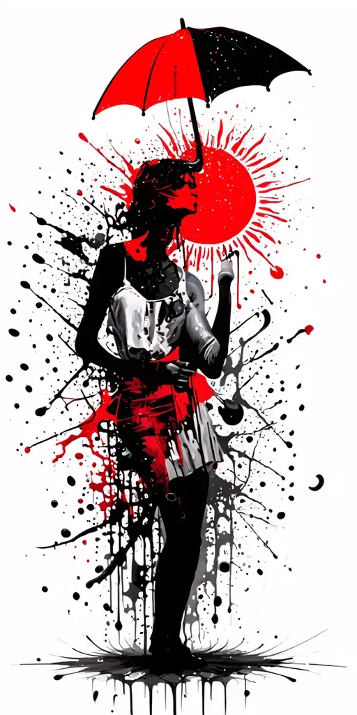 Sun Melting Into Small Drops On Top Of An Umbrella