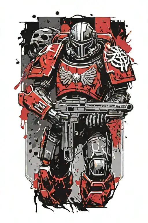 Space Marine Warhammer 40K Space Marine Doom Slayer Rosen Schriftzug