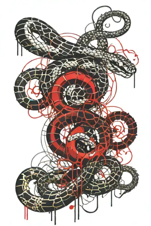 Snake And Centipede Intertwined With Eachother