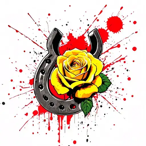 Horse Shoe And Yellow Rose
