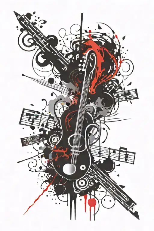 Treble Clef Symbol Combined Drum Sticks Crossed