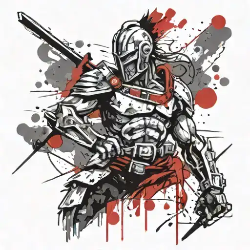 Warrior Anger Calm Broken Tattoo Design