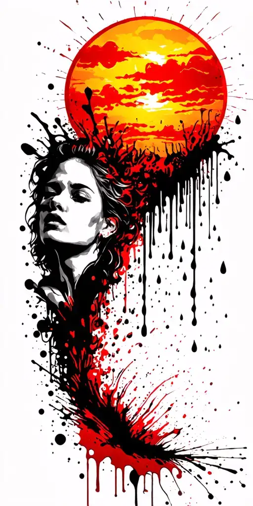 Sun With Rain Falling Off Of The Bottom