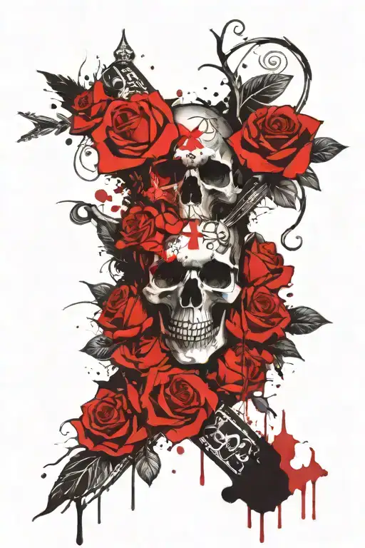 Skull Roses Cross Scripture