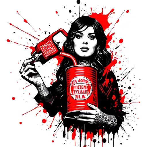 Female Fortune Teller Holding Gas Can