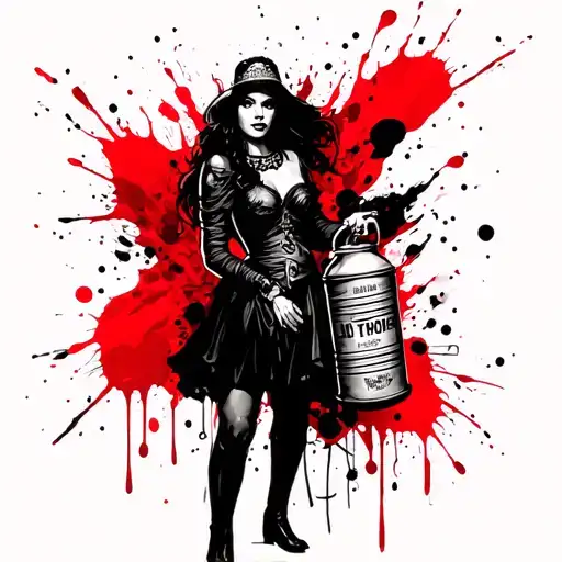 Female Fortune Teller Holding Gas Can