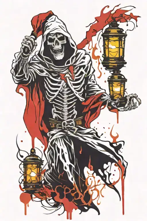 Laughing Reaper With Candle Lantern