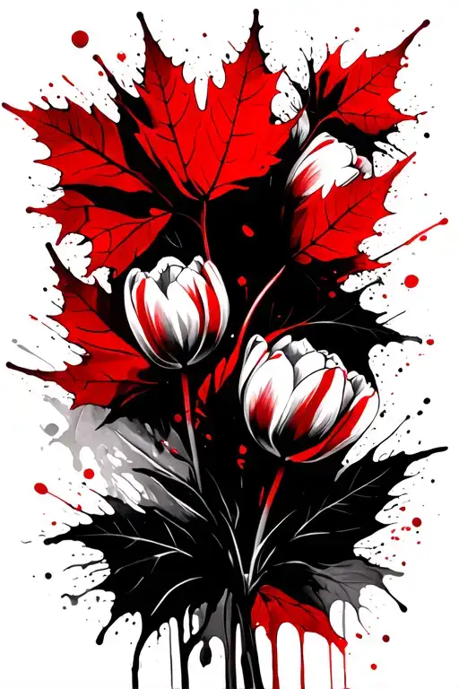 Maple Leaves And Tulips