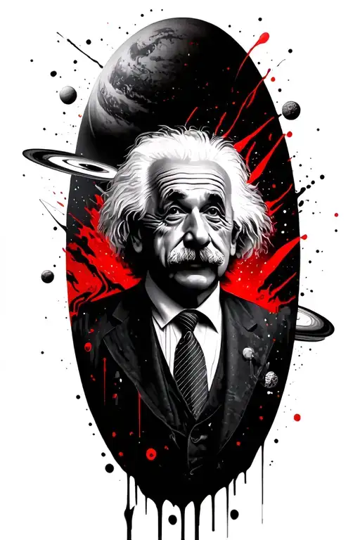 Albert Einstein Surrounded By Planets