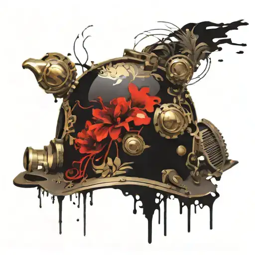 Brass Dive Helmet Adorned With Intricate Floral Patterns