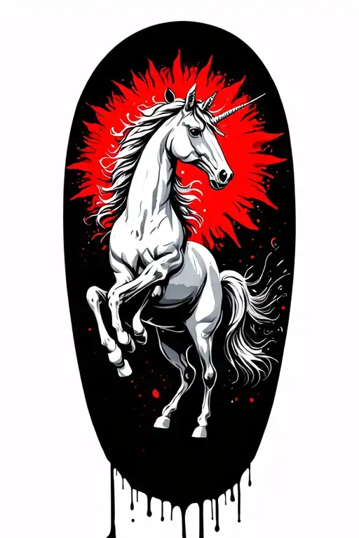 A Sun With A Creepy Unicorn Jumping Over It