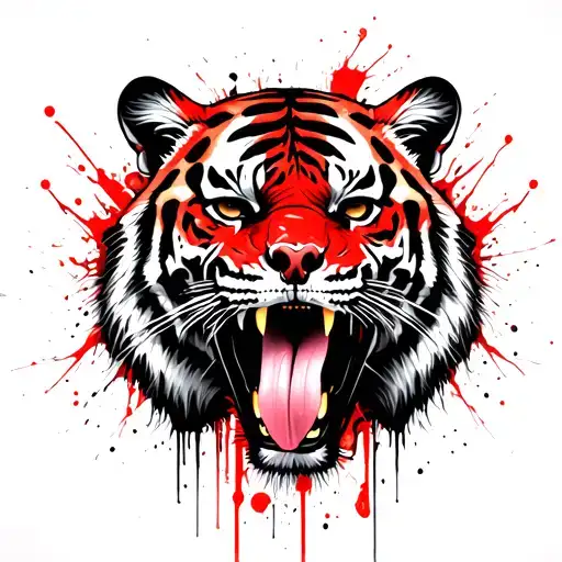 Tiger Licking Skulls