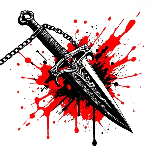 A Dagger With A Chain On The Handle That Is Wrapped Around The Wrist