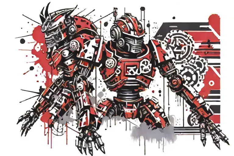 Robot And Aztec Warrior
