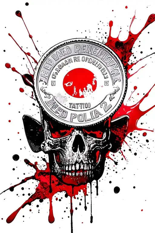 A Red Dead Redemption 2 Coin In Black And White Tattoo Design Small