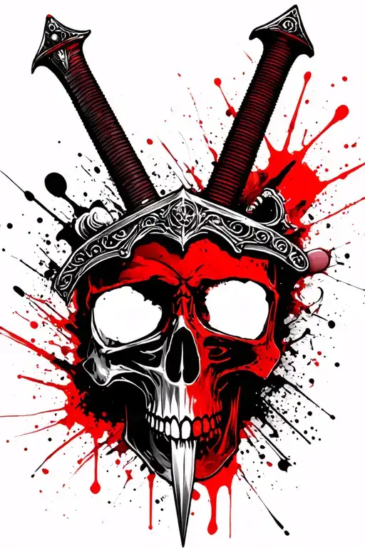 Sword And Skull Head