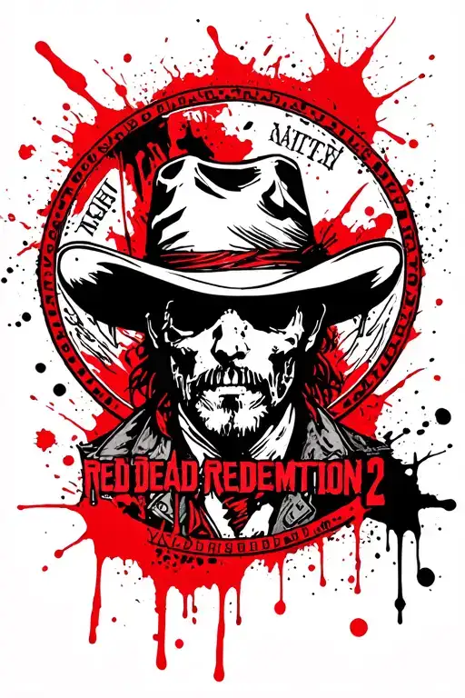 A Red Dead Redemption 2 Coin In Black And White Tattoo Design