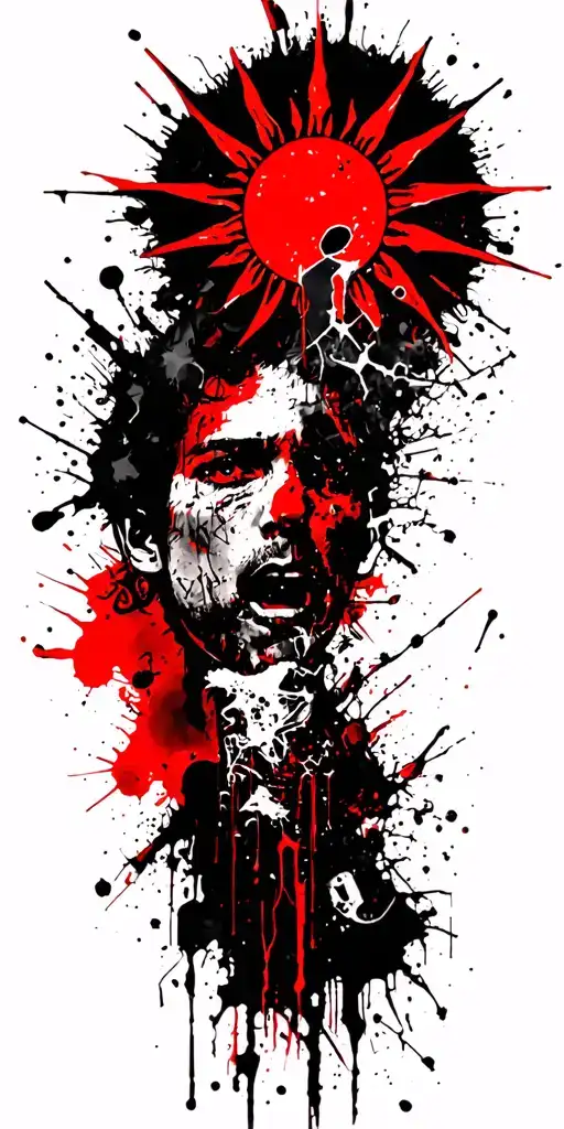 A Burning Sun Shattering Into Pieces