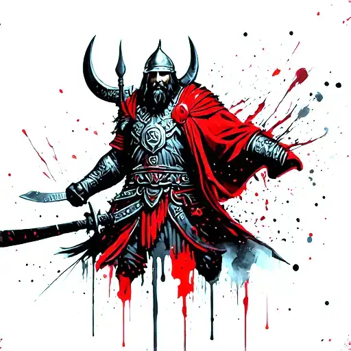 Viking Warrior With Viking Symbols Integrated