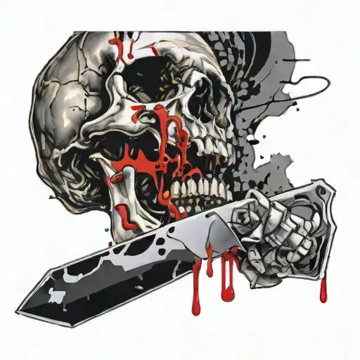 Skull Biting Knife Horizzontal