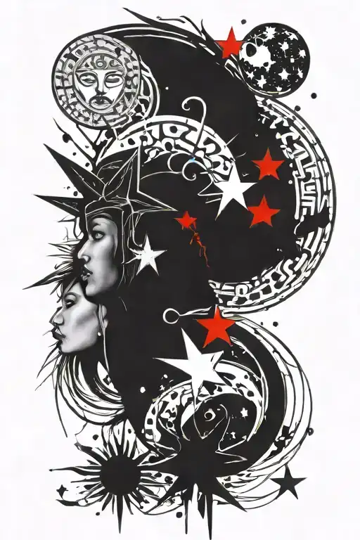 Sun Moon And Star To Represent A Mom Son And Daughter