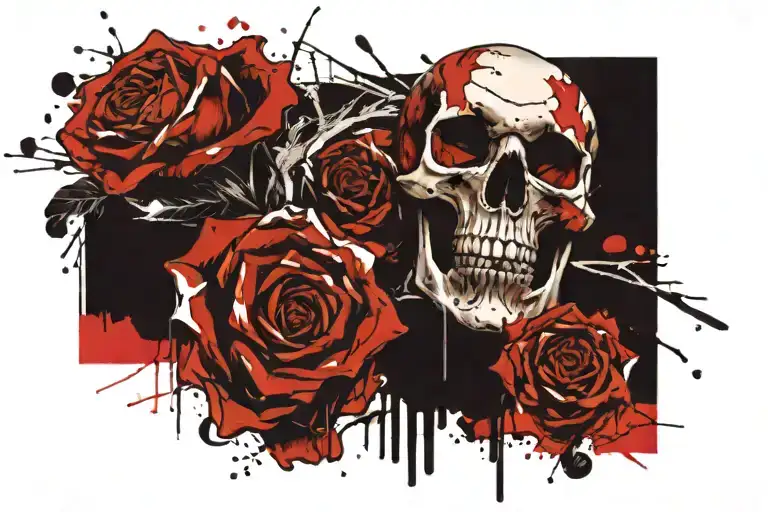Skull Rose And Black Flag
