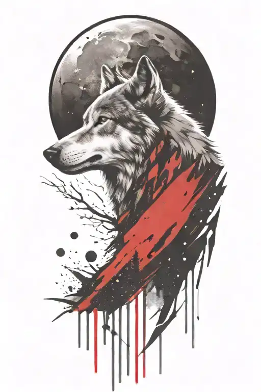 Howling Wolf With Space Theme