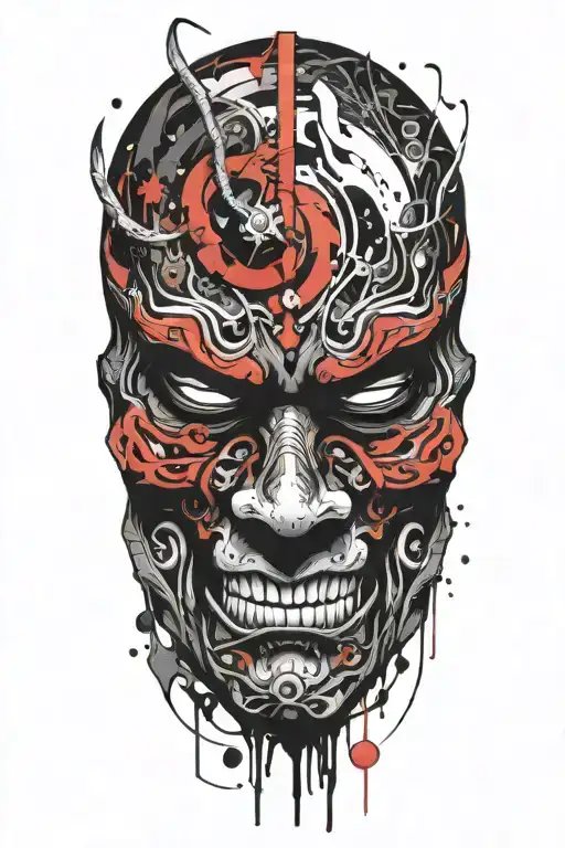 Oni Mask Surrounded By Galaxy