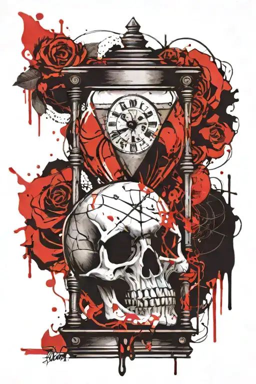 Time Passing Watch Hourglass Skull