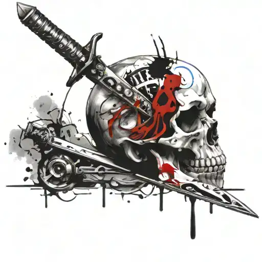 Skull With A Sword In Head