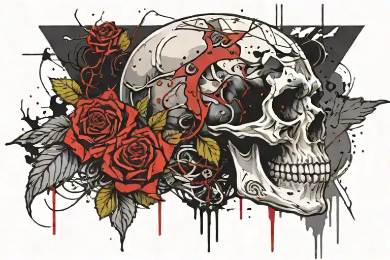 Skull Rose And Ship